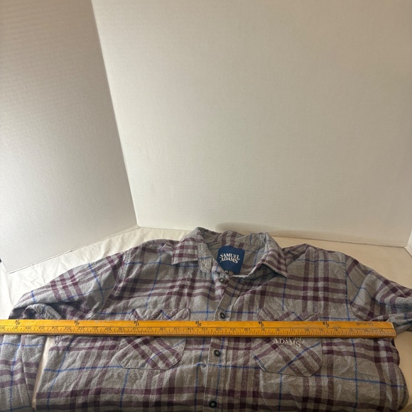 Samuel Adams Boston Brewery BristMfg Plaid Grey/Maroon/Blue Button Down Shirt XL - Picture 7 of 7
